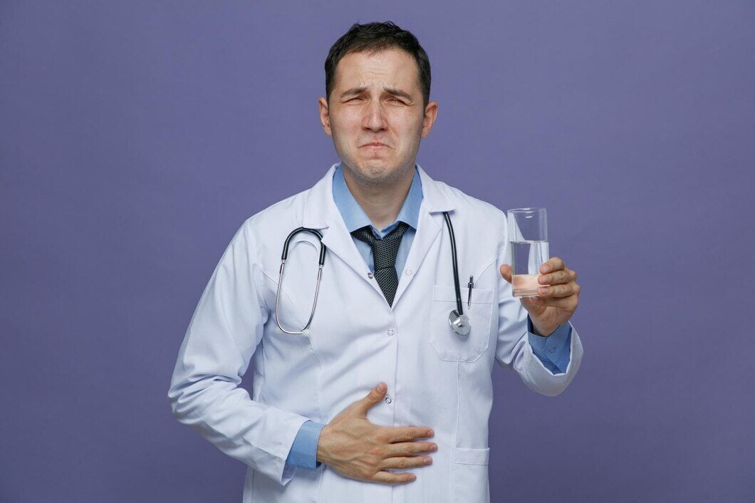 doctor showing stomach pain- alcohol related liver disease